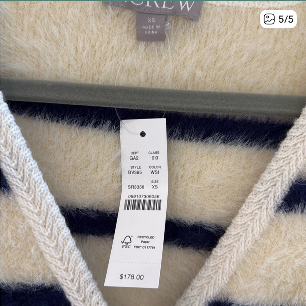 J Crew White and Cream Stripped Sweater - Picture 5 of 5